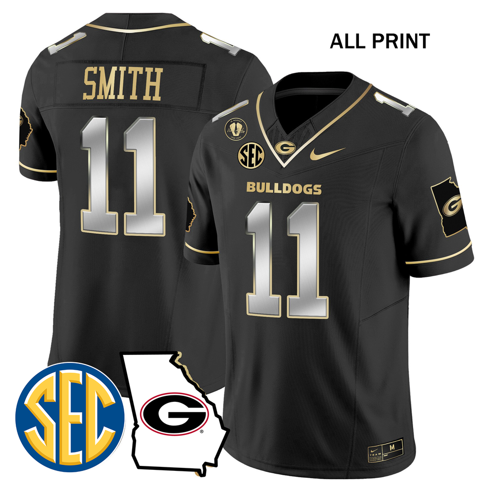Georgia Bulldogs 2024 #11 ArianxSmith– GeorgiaxMap Football Jersey–All Print