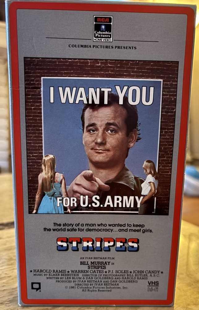 Stripes (VHS, 1985) Bill Murray - Side Loader - RCA Columbia Home Video