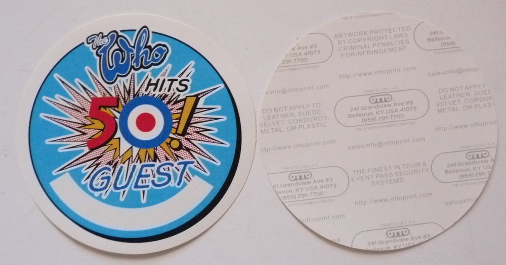 The Who Hits 50 Blue Guest 2015 Concert Tour Backstage Pass D16
