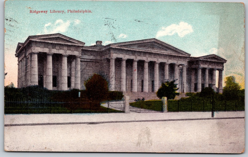 c1911 Ridgeway Library Building PHILADELPHIA Pennsylvania PA ANTIQUE Postcard