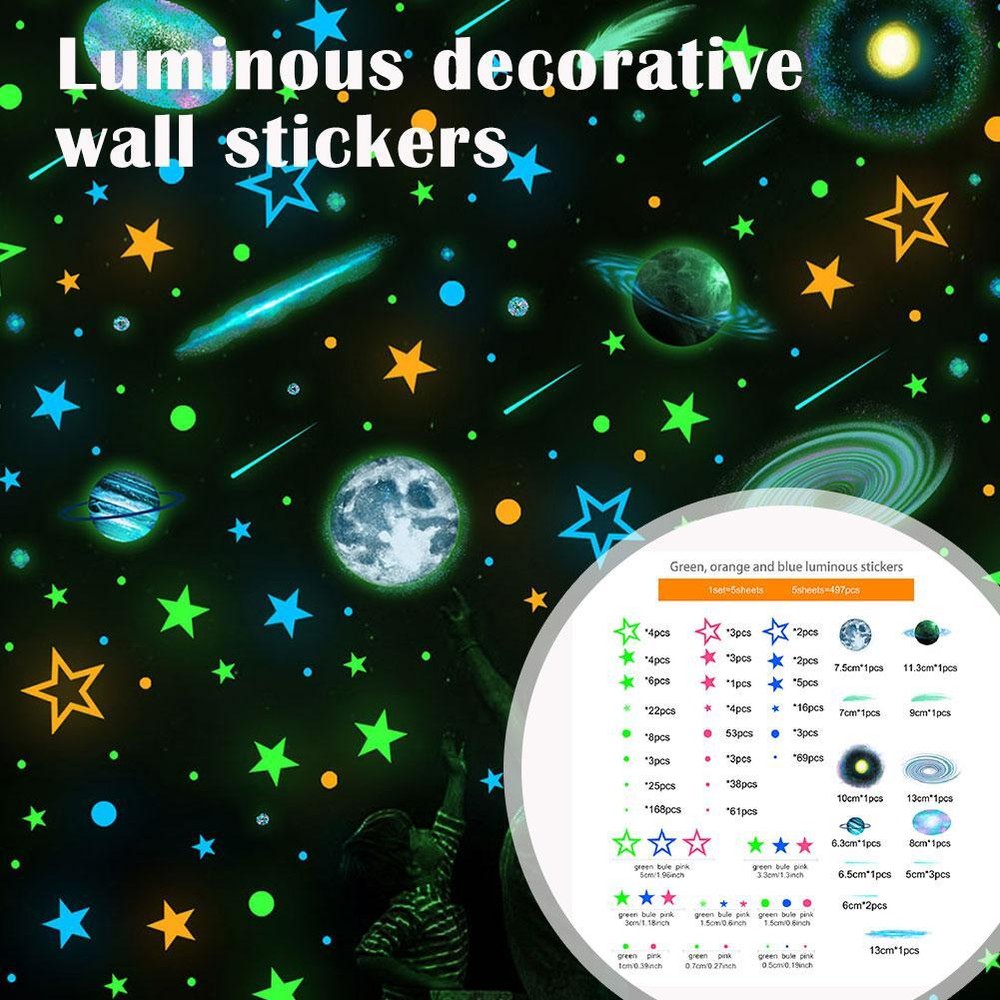 Luminous Decorative Wall Sticker Three Color Star Glow Decor O1D5 L5R3 R7I4 R1S5