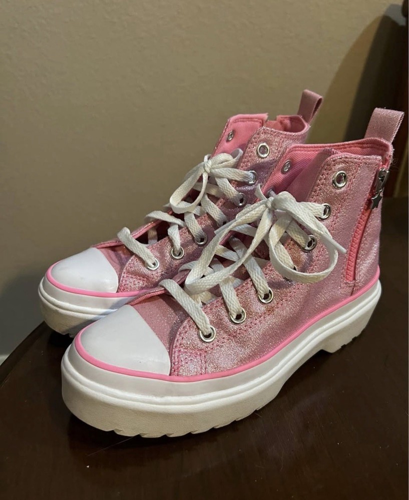 Converse All Star High Top Pink Shoes Lace Up Zipper Unisex Size 4