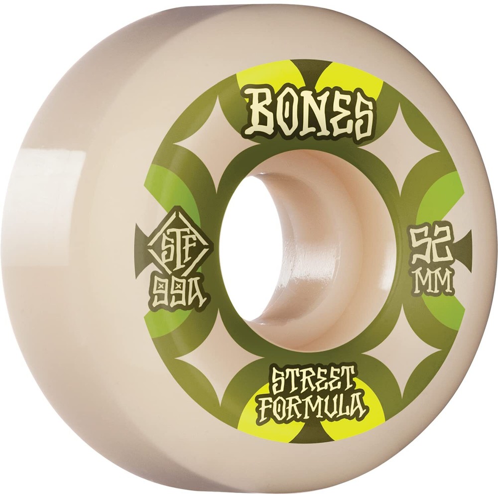 Bones Wheels Street Tech V5 Retros 52mm 99a White Skateboard Wheels 4-Pack