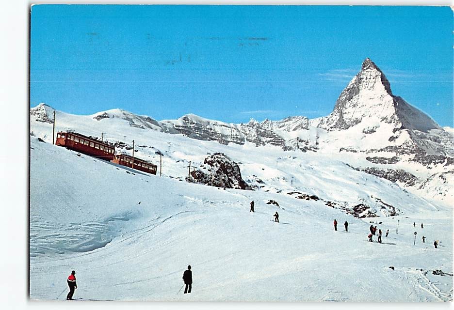 Postcard Gornergrat Railway & Matterhorn  Mountain Zermatt Switzerland