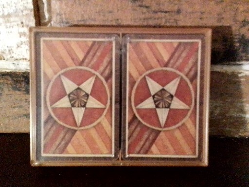 Hallmark Poker Playing Cards 2 Decks Rustic Woods Plastic Coated W/Case-Vintage