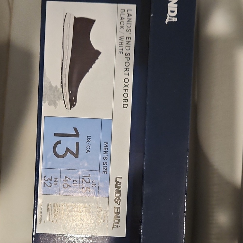 Lands' End Sport Oxford Men's Casual Shoes Black White Size 13