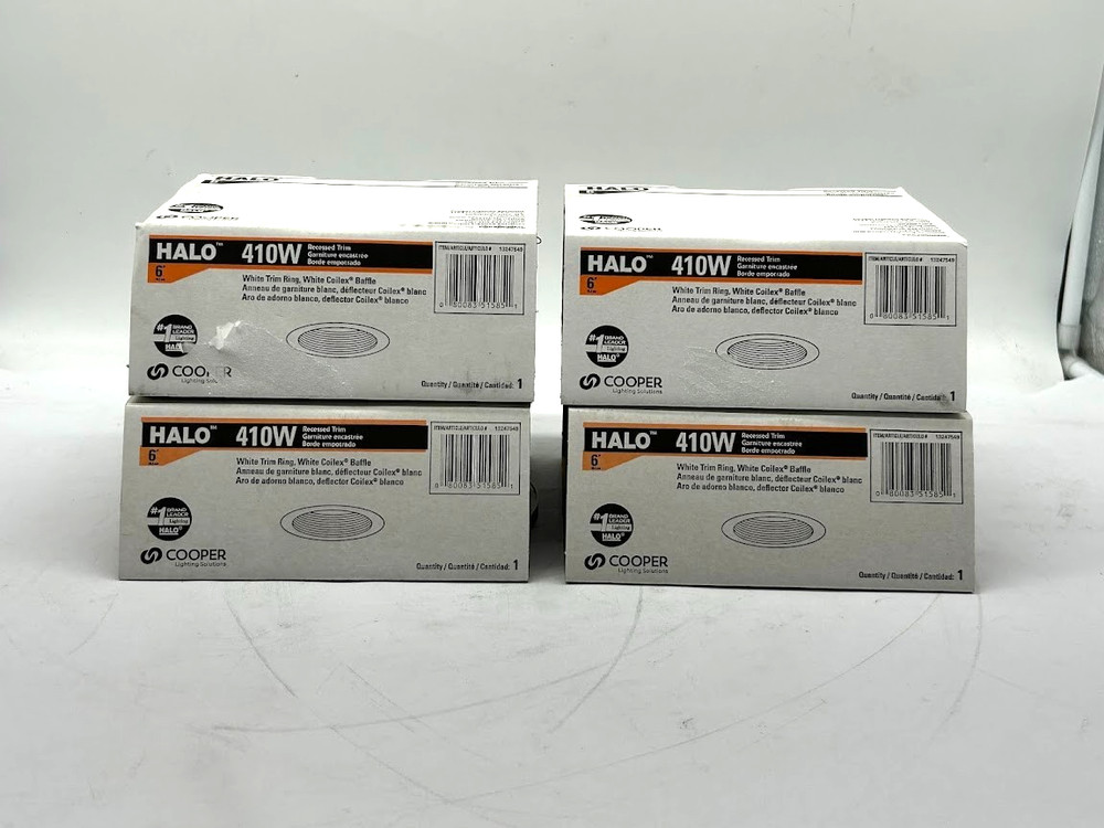 HALO 6 in. White Recessed Ceiling Light Baffle Trim (4-Pack)