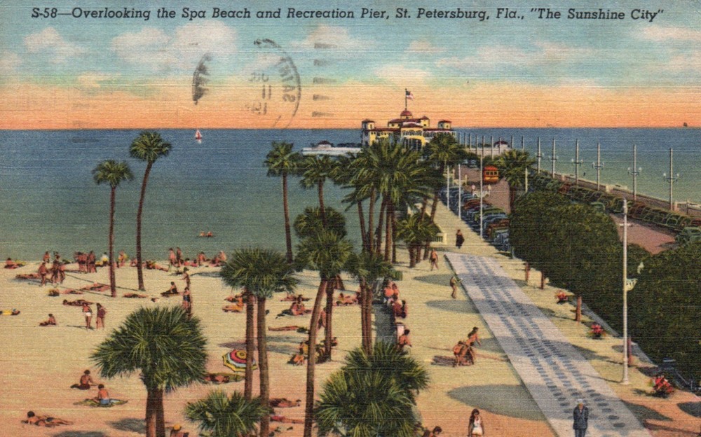 Postcard FL St Petersburg Spa Beach Recreation Pier Posted 1957 Vintage PC M3155