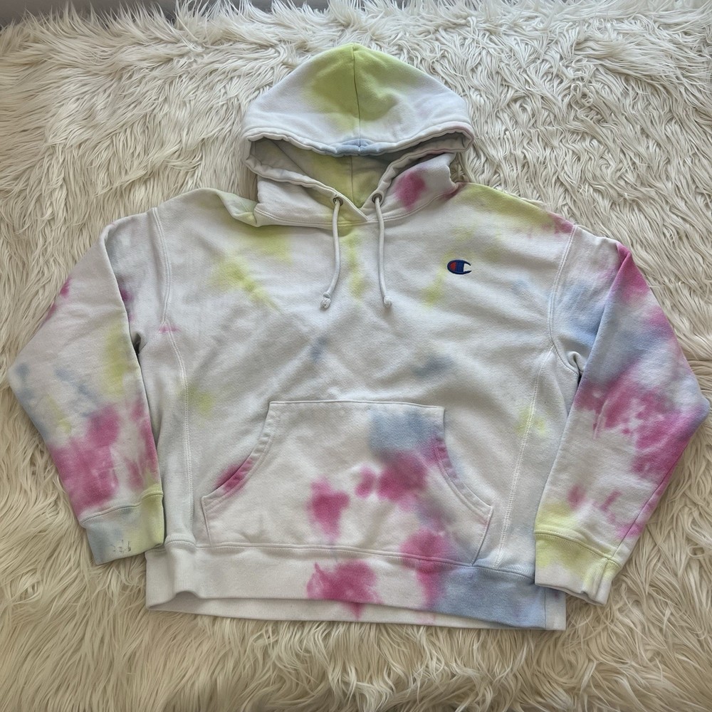 Champion Reverse Weave Pullover Hoodie Sweatshirt Tie Dye Neon Women’s Large L
