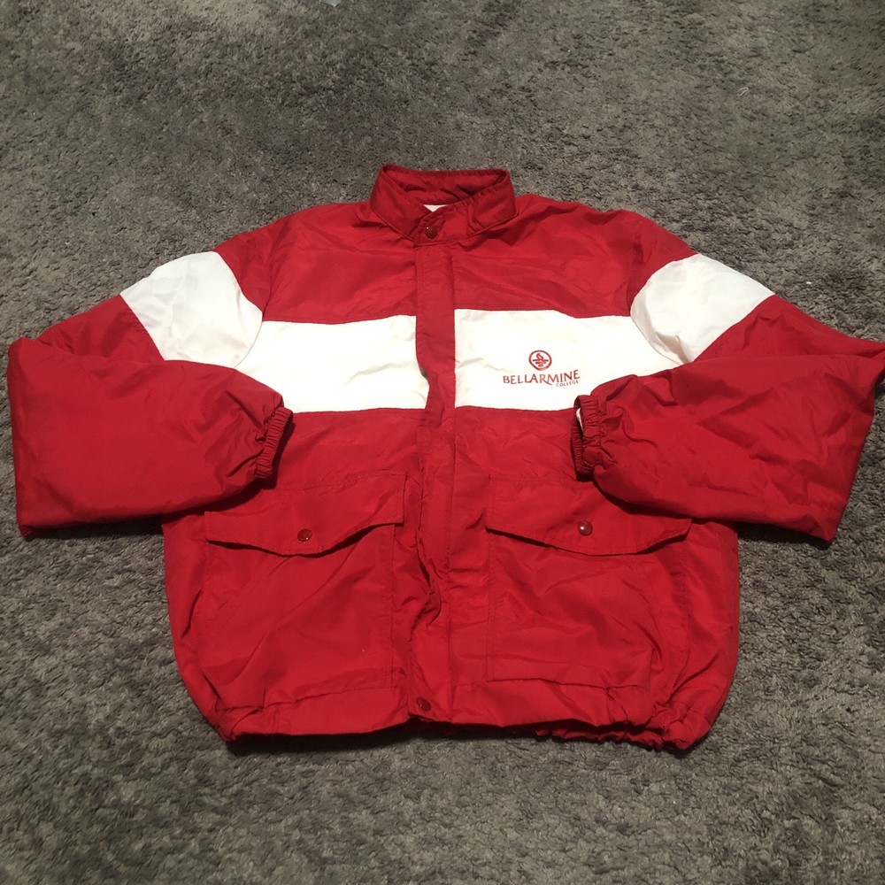 Vintage Bellarmine University Champion Windbreaker Jacket Men Size L Red 80s USA