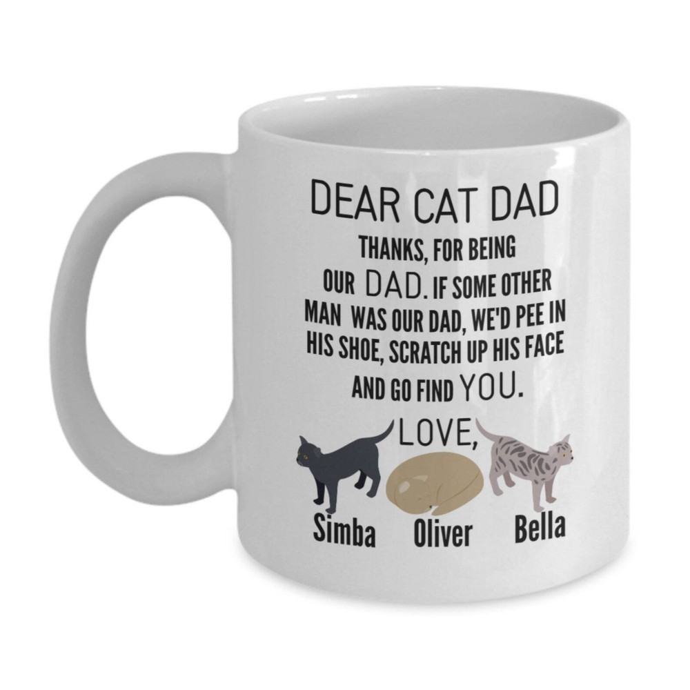 Personalized Dear Cat Dad Gift Mug Custom Best Cat Dad Ever Mug Funny Cat Dad