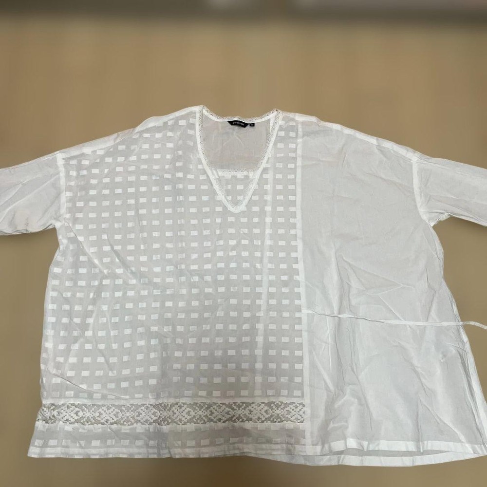 Pas de Calais White Oversized Top Size 36 V-Neck