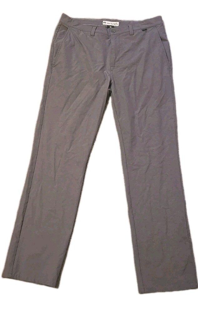 TravisMathew Mens 34x32 Performance Golf Pants Gray Lightweight Stretch Chino