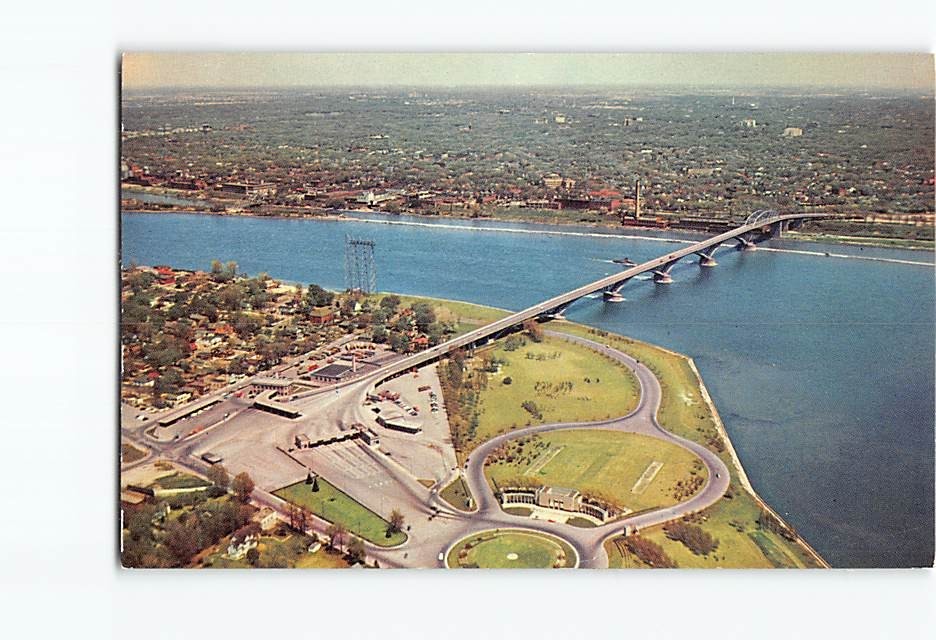 Postcard Aerial View Of The World Famed Peace Bridge Niagara Falls New York USA