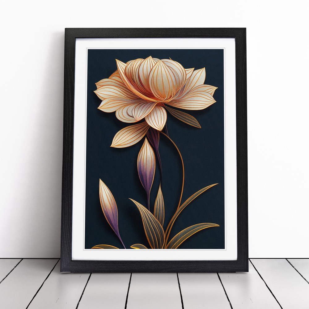 Art Deco Flower No.6 Wall Art Print Framed Canvas Picture Poster Decor
