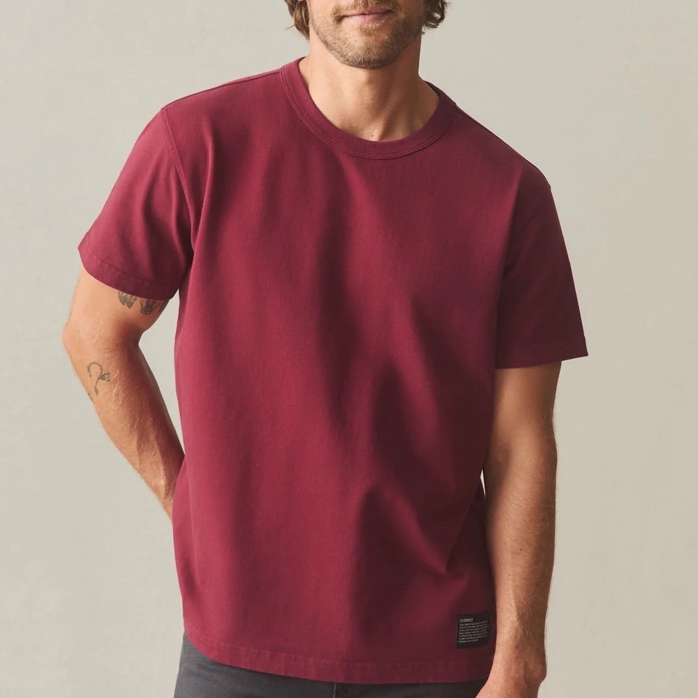 American Giant Everest T-Shirt Men's Medium Maroon Cotton Crew Neck Short Sleeve