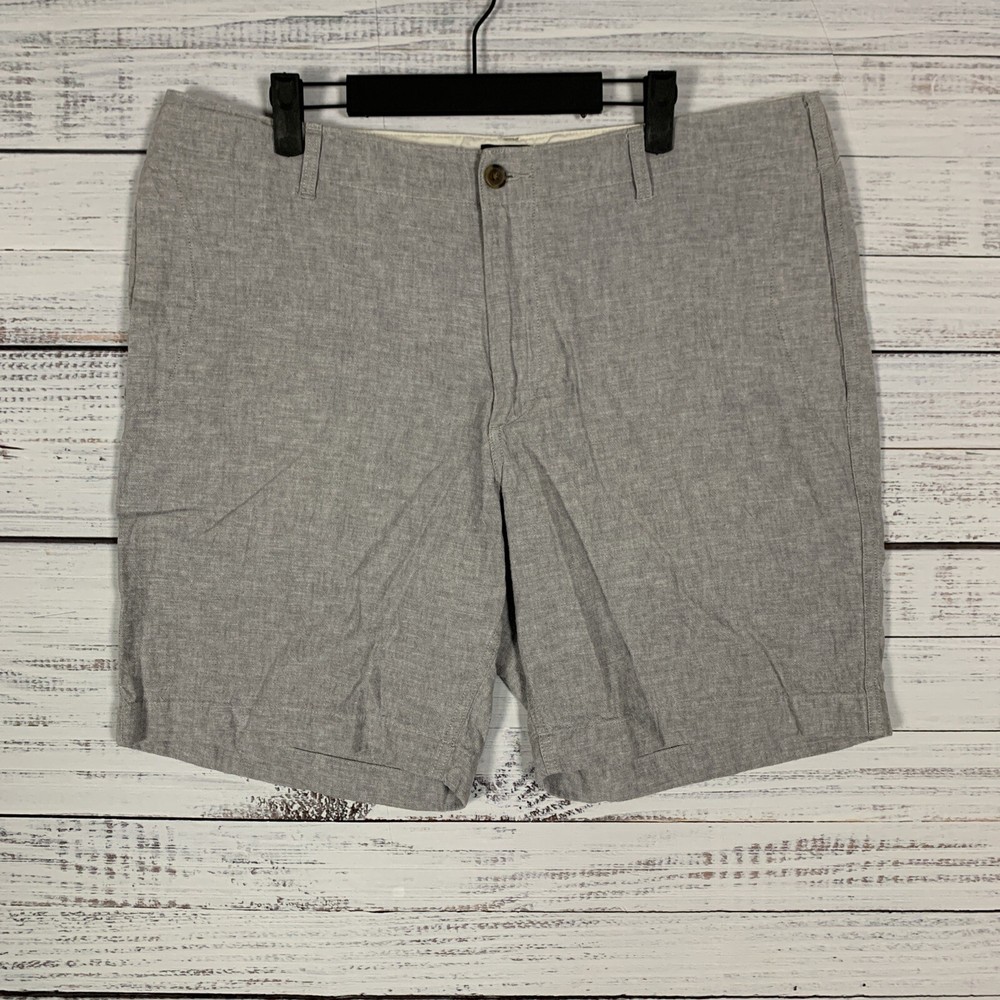 J Crew Shorts Mens 38 x 8 Linen Blend Chino Solid Gray Casual Gramercy