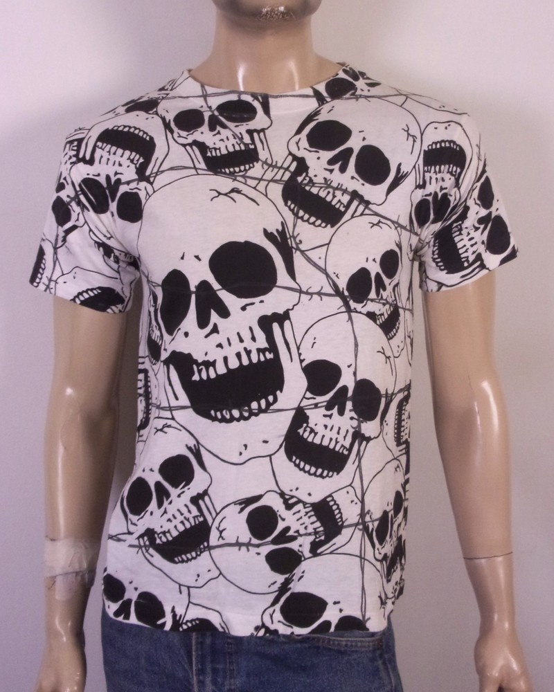 vintage 90s Caribbean Dream AOP Skulls T-Shirt All Over Print single stitch M