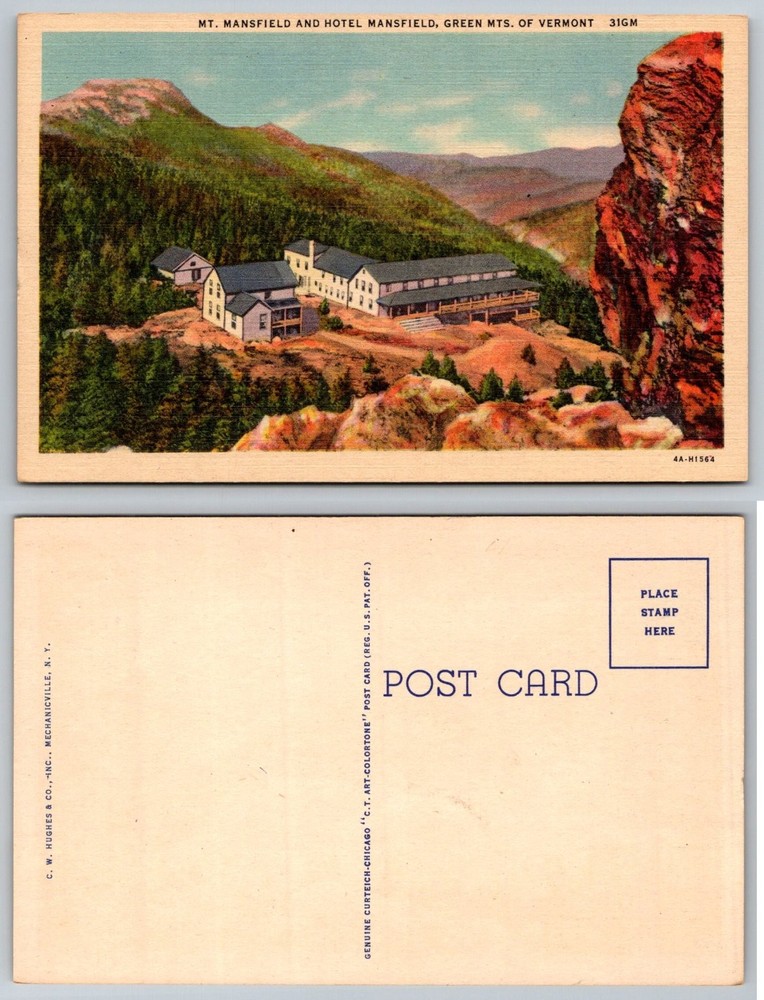 Vintage MT. MANSFIELD & HOTEL MANSFIELD Postcard, Green Mountains Vermont