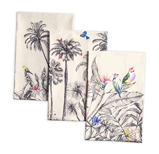 3-Pack 100% Cotton Kitchen Towels 27.5x20 Amazonia Pattern