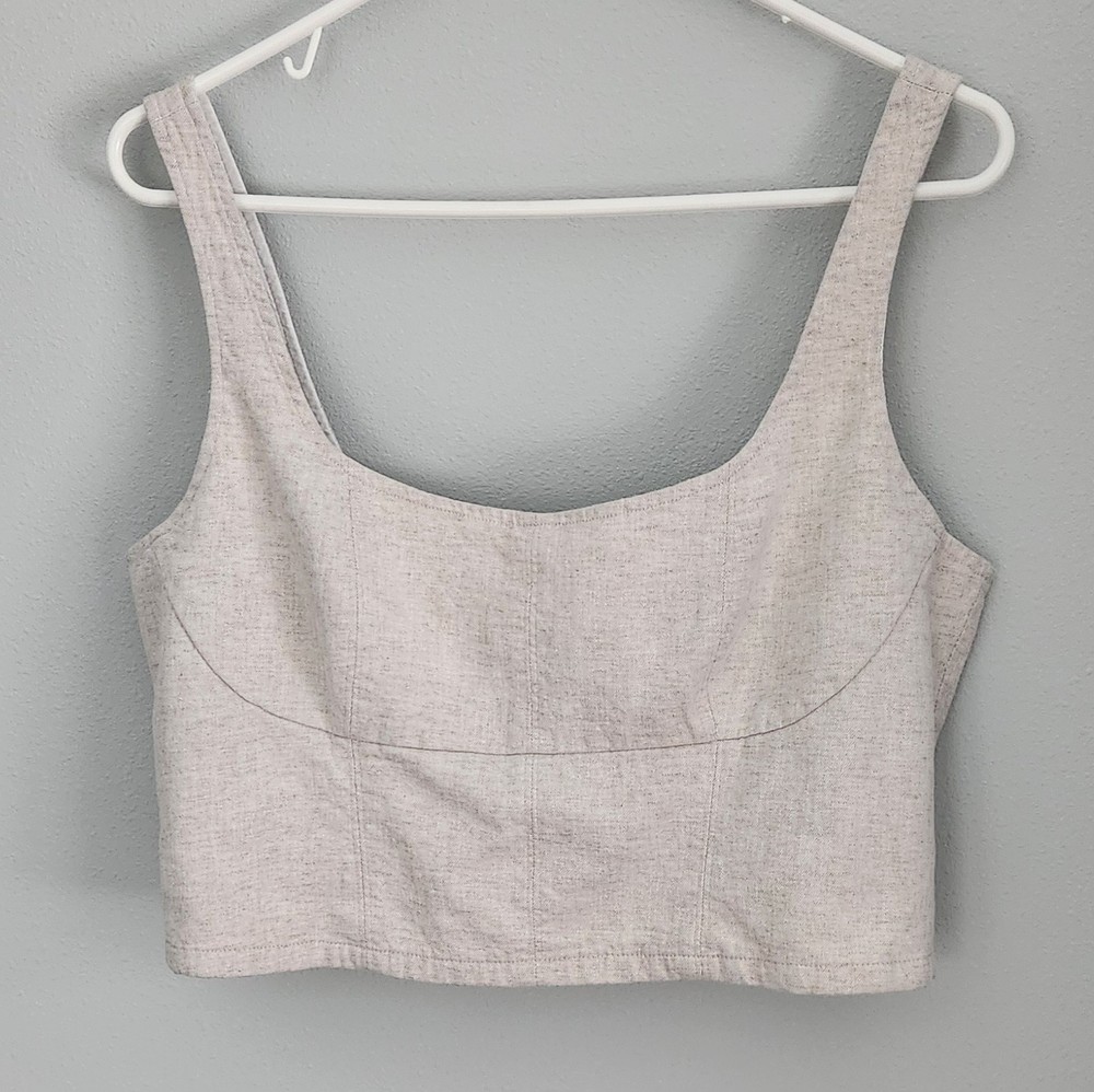 Banana Republic Linen Blend Cropped Fitted Corset Design Womens 14 Coastal Beach