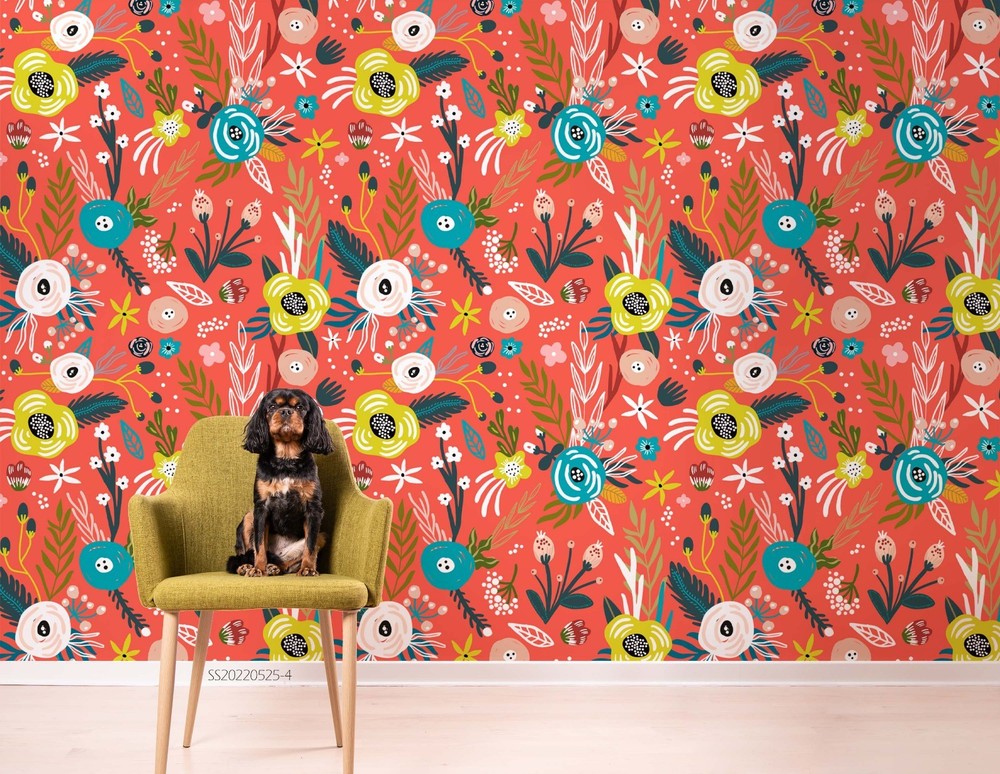 3D Flowers Flora Watercolor Pattern Wall Murals Wallpaper Murals Wall Sticker 4