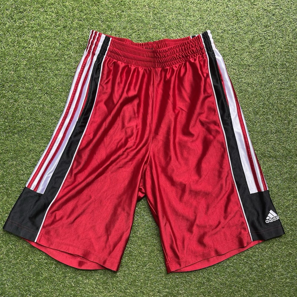 Vintage Adidas Basketball Shorts Red Black White Men’s M Dazzle Baggy
