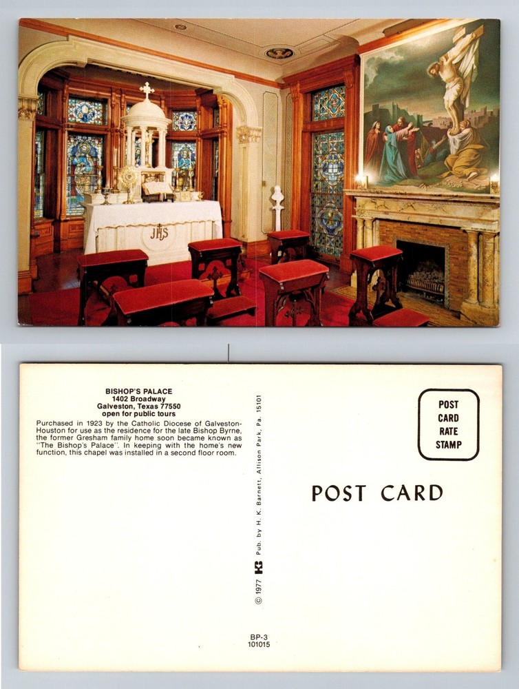 Galveston, TX-Texas, Bishop’s Palace Chapel Stained Glass Vintage Postcard