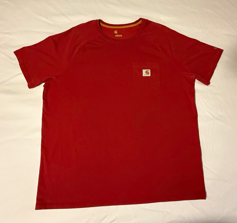 Carhartt Men's Relaxed Fit Pocket T-Shirt Red Solid Crew Neck XL Regular