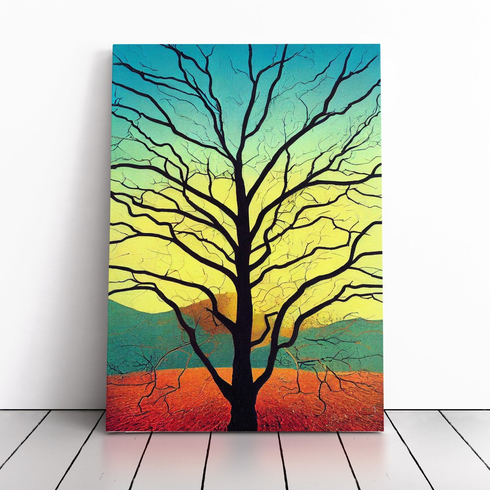 Oak Tree Framed Canvas Wall Art for Living Room Bedroom Decor  