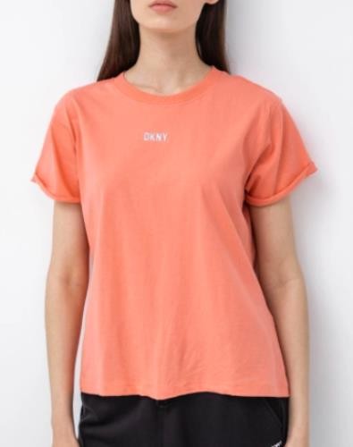 DKNY Sport Womens Atomic Pink Cotton Metallic Logo T-Shirt XS NEW $30   DP1T8521