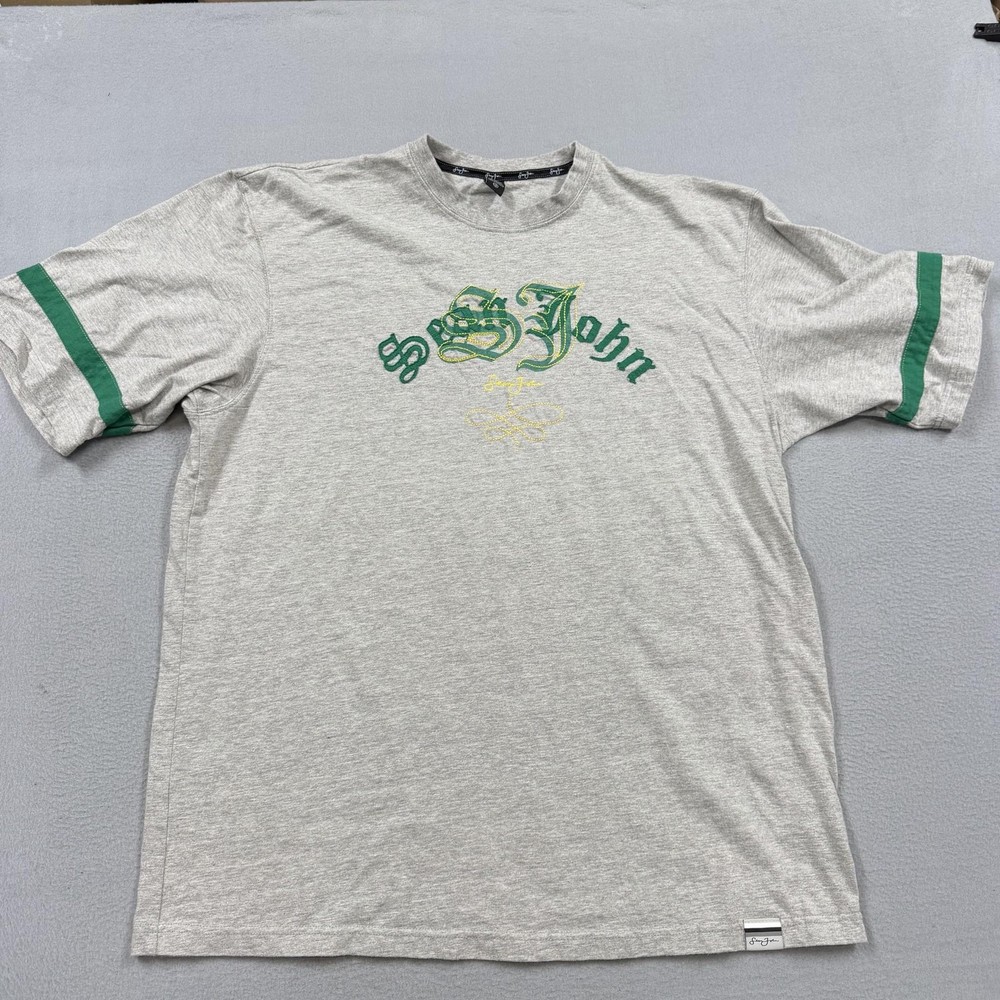 Sean John Shirt Mens 2XL Gray Green graphic y2k hip hop skater 90s grunge