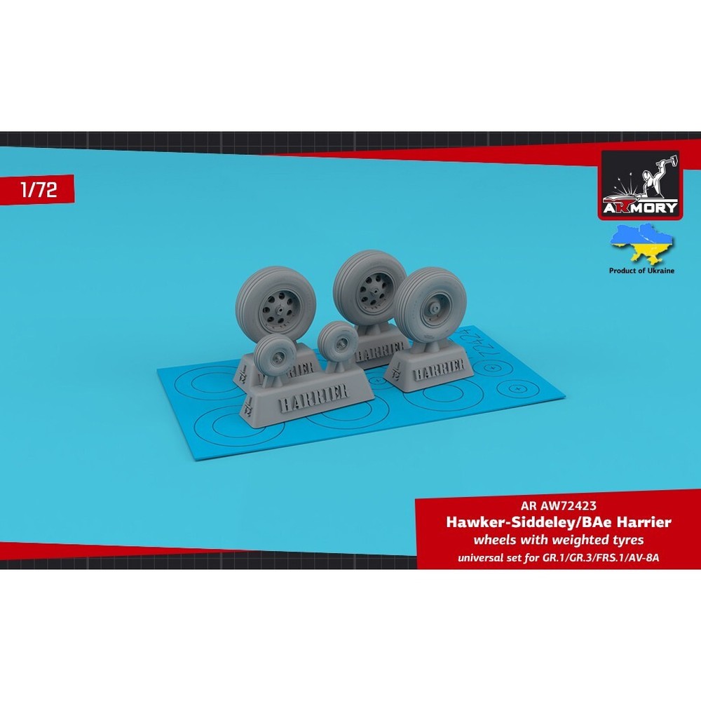 Armory AR AW72423 Scale 1/72 HS Harrier GR.1/GR.3/FRS.1/AV-8A wheels w/ weighted