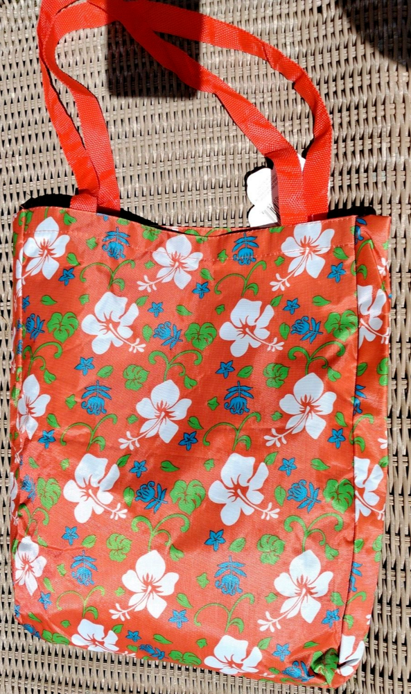 Hibiscus Design NWT Max Grey  Reusable Tote Bag