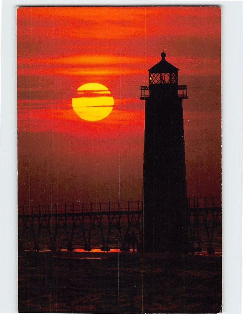 Postcard Sunset The Grand Haven Michigan USA