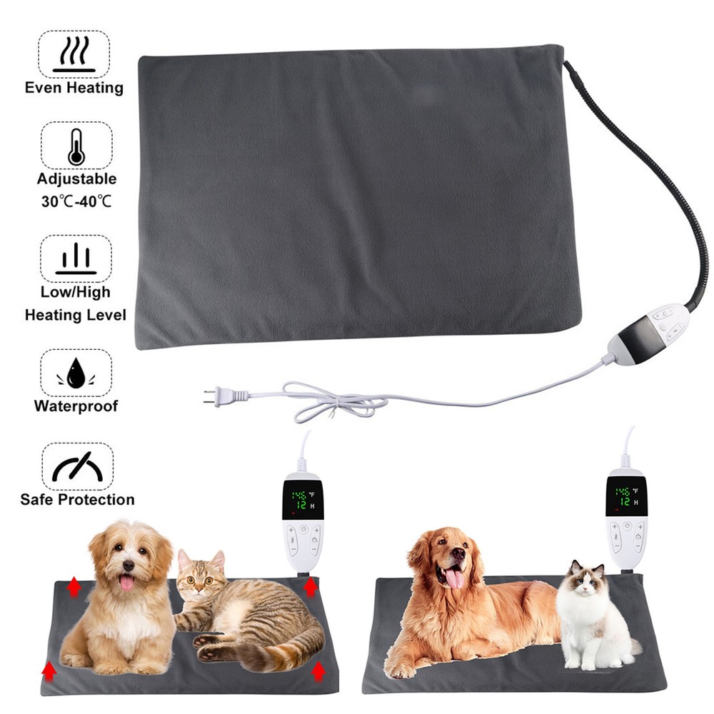 Pet Heating Pad Cats Electric Outdoor Dog Warming Bed Mat with Chew Resistant US