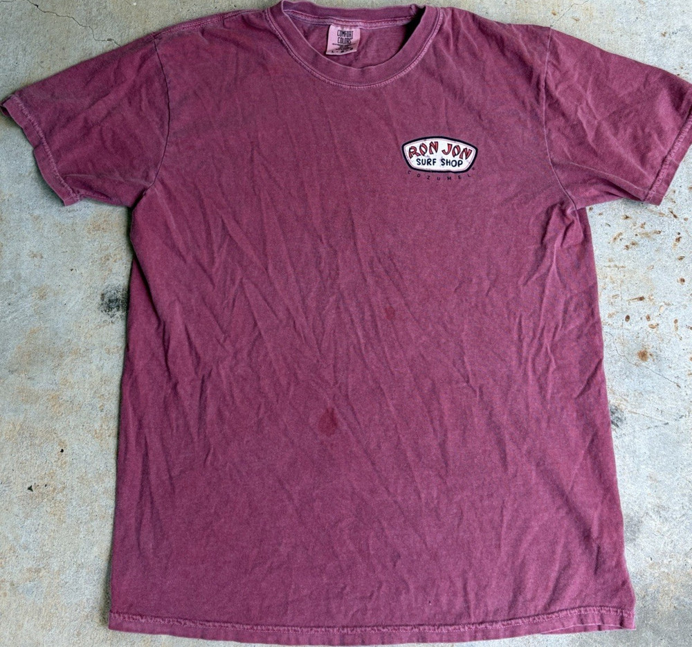 Ron Jon Surf Shop Men's L Purple Cotton Double-Sided Surf Graphic T-Shirt