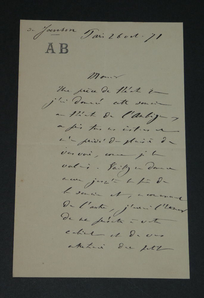Adolphe Belot - SIGNED AUTOGRAPH LETTER - 2 pages - 1871