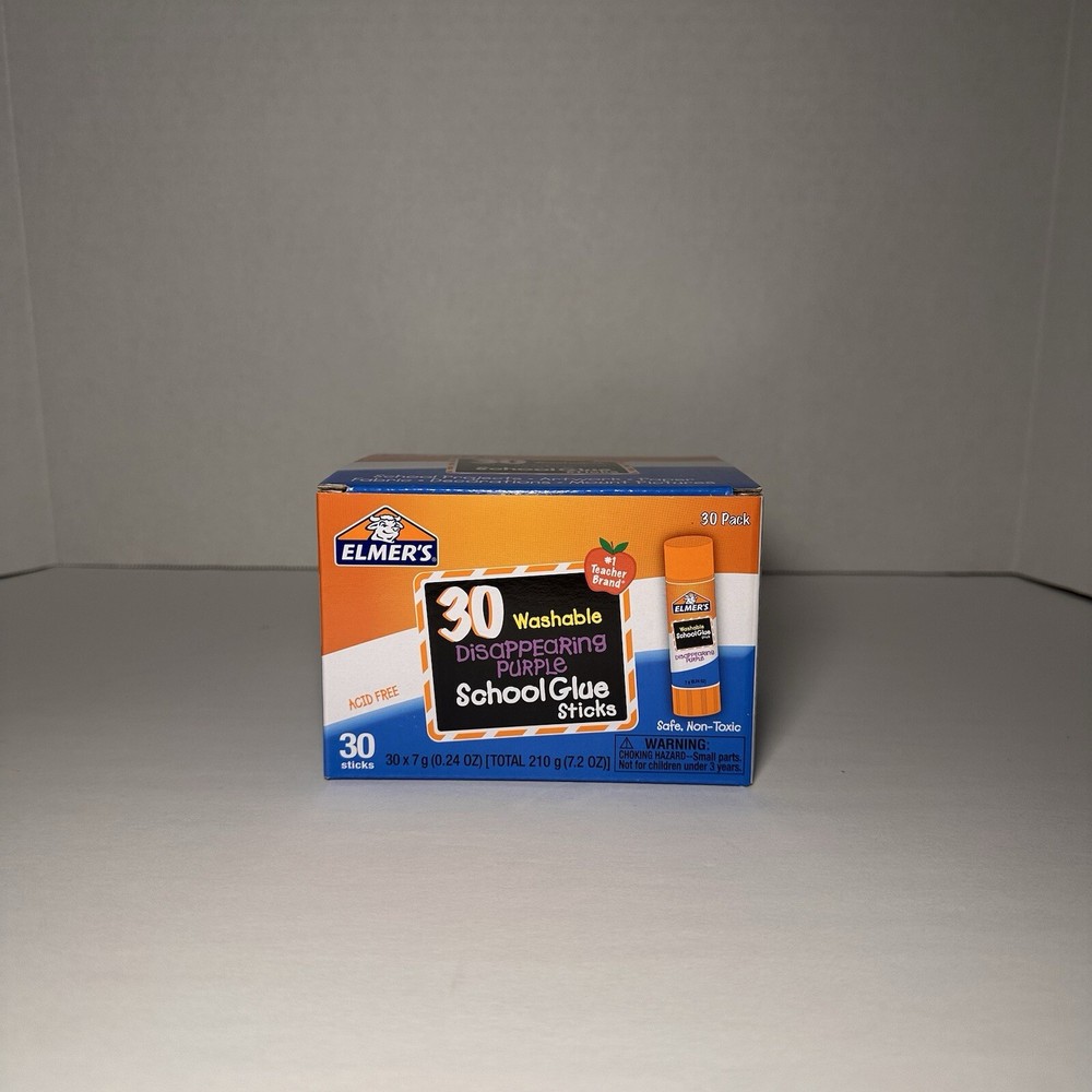 Elmer’s Washable Disappearing Purple School Glue Sticks 30 Count Box