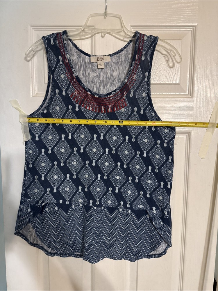 Vintage America Blues  Women's Sleeveless Top Shirt Size L Beach Vacation