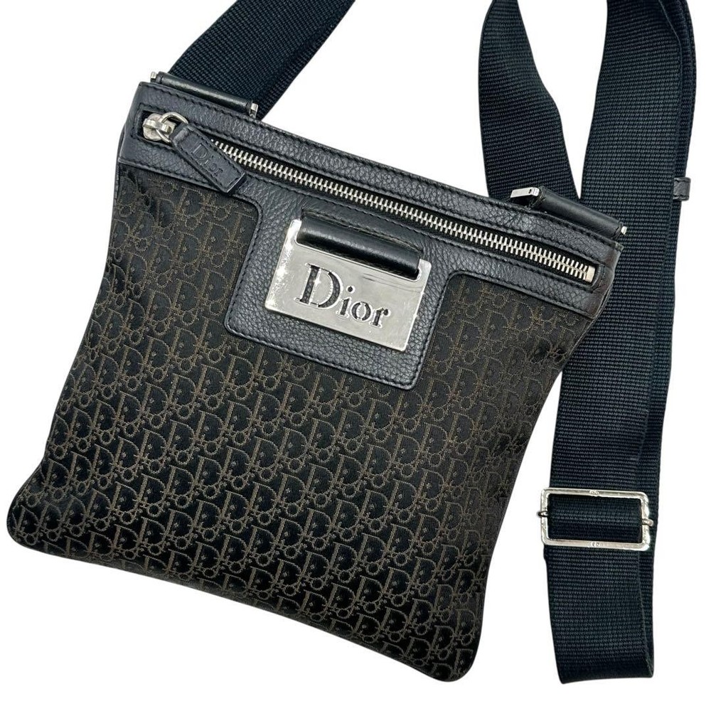 Christian Dior Trotter Street Black Leather Crossbody Sacoche Bag New