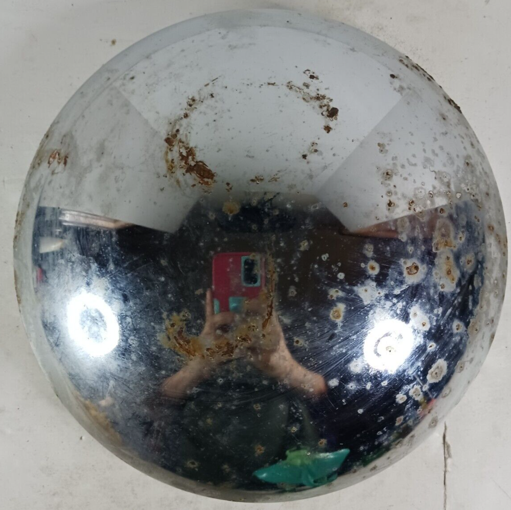 Antique Baby Moon Half Dog Dish Hubcap 8