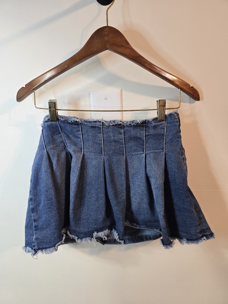 Pleated Denim Mini Skort Madden NYC Womens Skirt Small Y2K Style Bratz Preppy