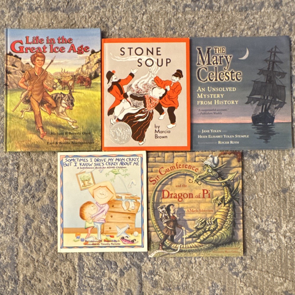5 Children’s Picture Books Lot Hardcover Illustrated Ages 4-8 Stone Soup & More