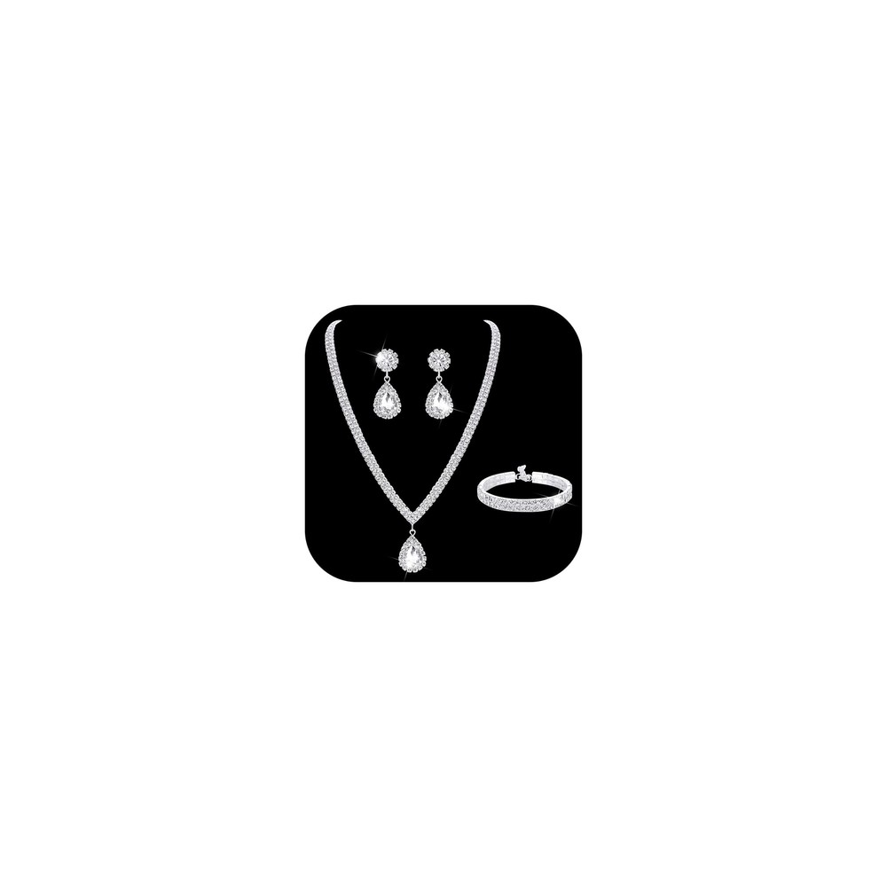 Subiceto Bridal Jewelry Set For Wedding Simple Necklace Teardrop Dangle Earri...