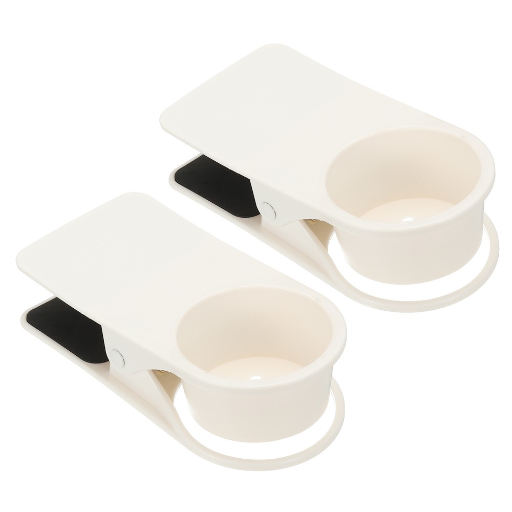 Clamp on Table Bottle Clip Couch Holder for Desk Chairs Mug, White, 2 Pcs