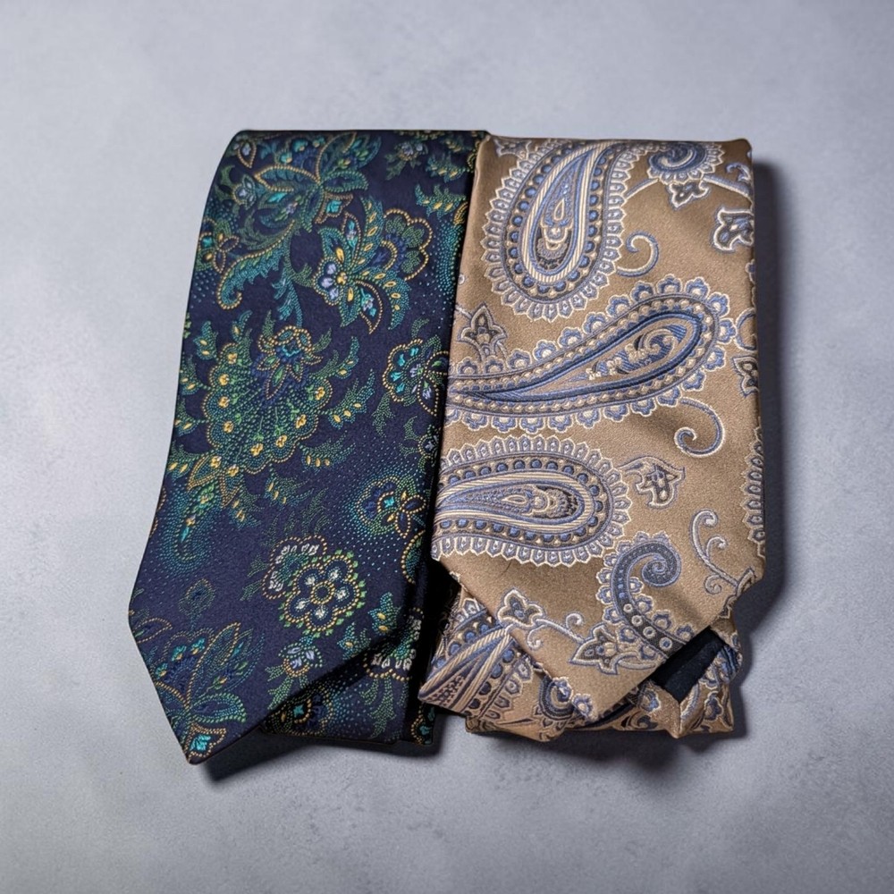 Paul Fredrick Men's Silk Ties – Lot of 2 – Paisley & Floral Print