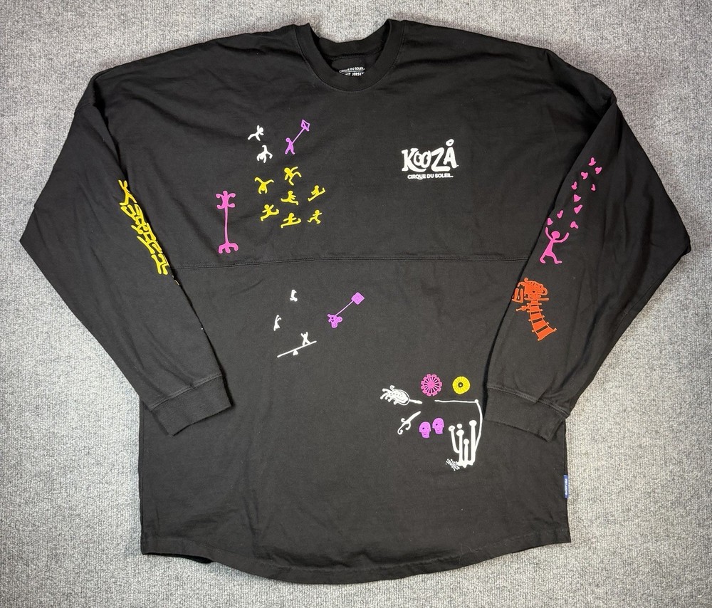 Cirque Du Soleil Spirit Jersey Size XXL Black Graphic Kooza Long Sleeve Tee