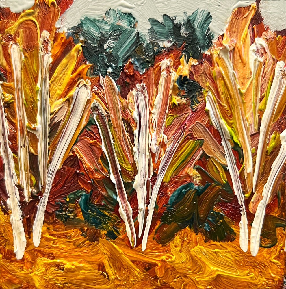 Ukrainian Abstract Oil Painting of Fall Trees and Autumn Landscape Art