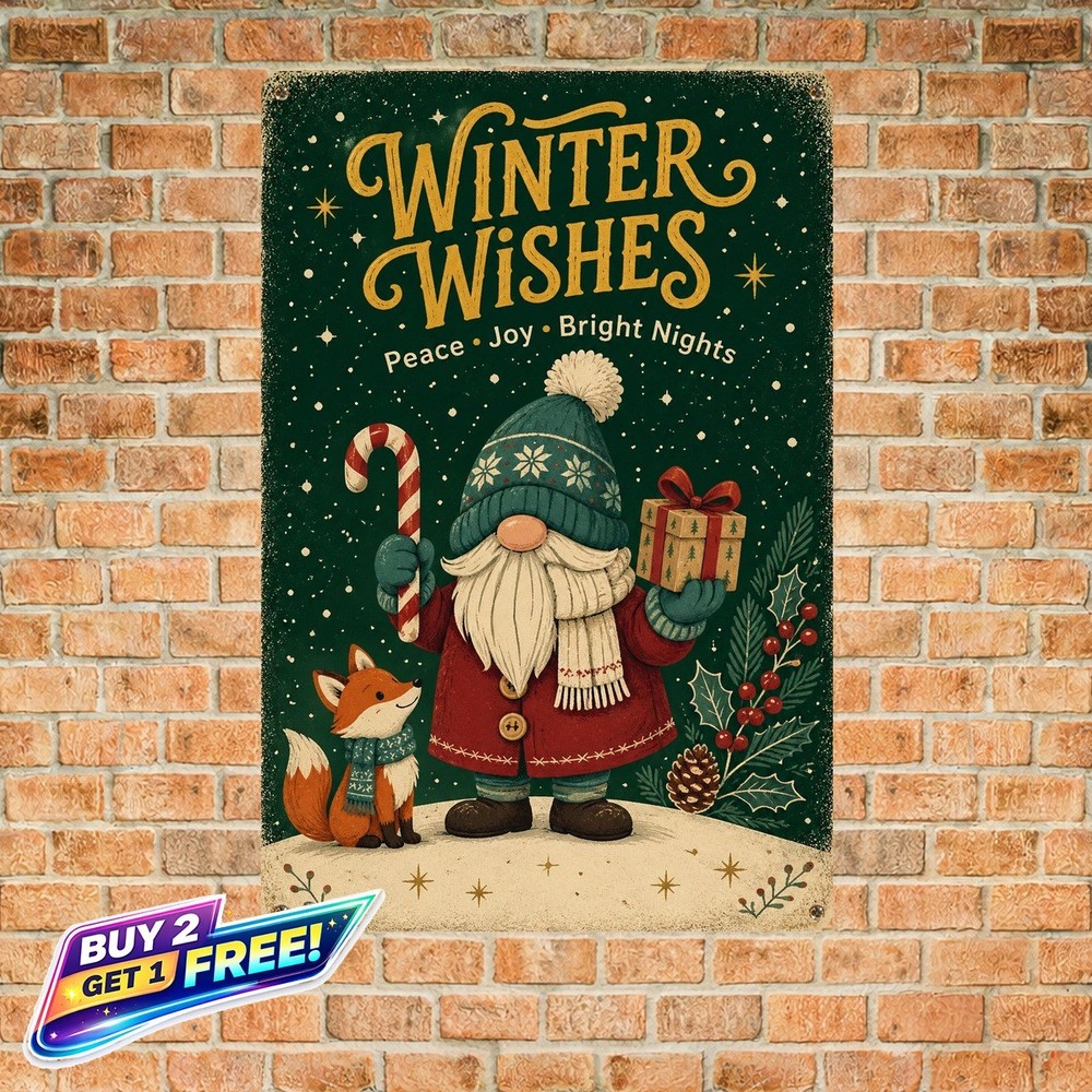 Classic Santa Reindeer Christmas Tin Sign Retro Holiday Decor